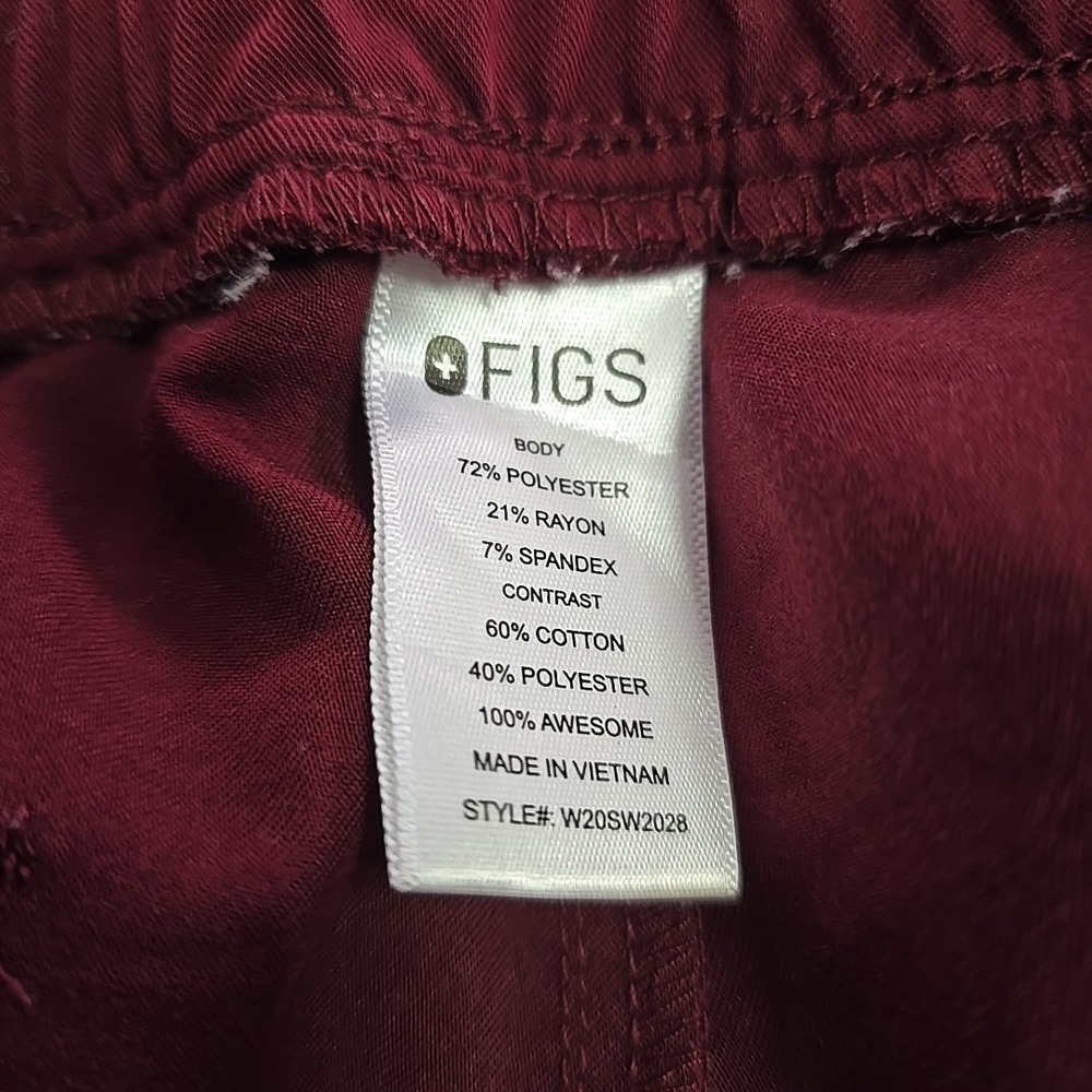 Figs Zamora Jogger Pants Womens Medium Burgundy Maroon Stretch Scrub Workwear - Picture 5 of 6